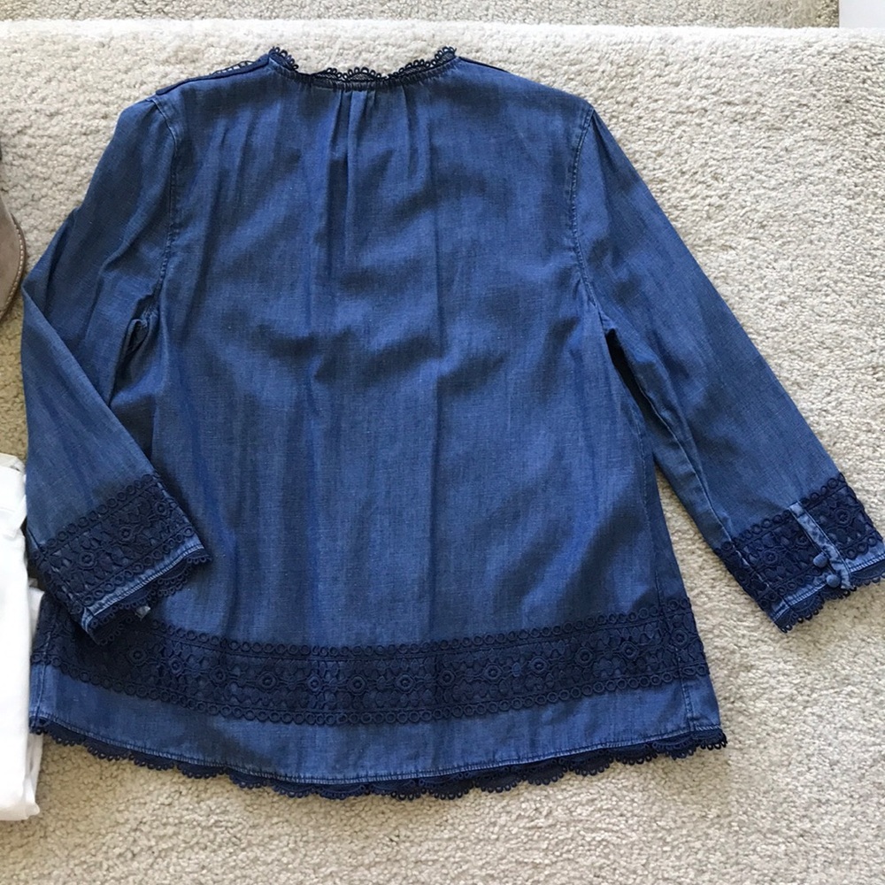 Anthropologie Laced Chambray Top - Picture 7 of 7